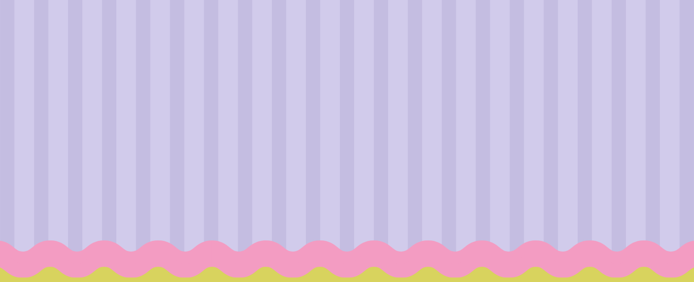 A repeating pattern of vertical lavender and light purple stripes with a wavy pink and yellow border along the bottom edge.